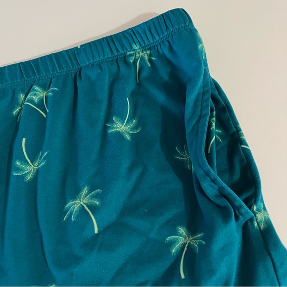 Teal Palm Tree Print Pajama Shorts - Picture 2 of 4